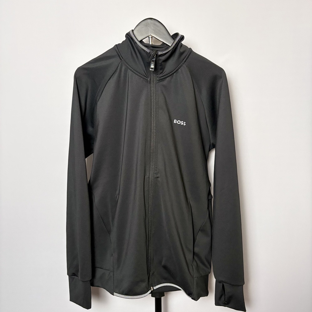 Hugo Boss Men's Black Track Jacket Size L Full Zip Training Athletic Reflective